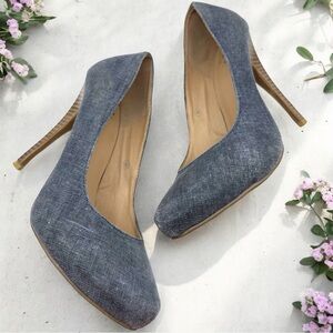 Miss Me Y2K Vintage Spiral Pointed Toe Platform Denim Wooden Stiletto Pump Heels
